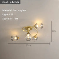 Lustre suspendu en verre moléculaire pour un éclairage LED nordique dans la maison