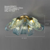Lustre moderne en verre design "Feuille de Paon" LED suspendu