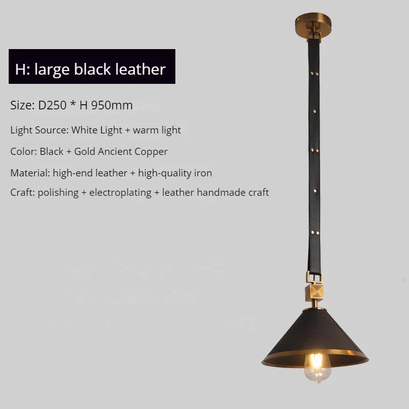 Lustre moderne en cuir avec suspension lumière et verre cristal de luxe