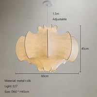 Lustre Nordique en Soie Japonaise Wabi Sabi avec Éclairage LED