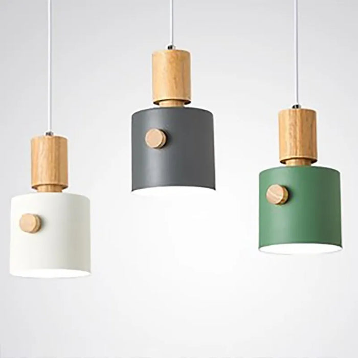 Suspension LED Nordique en Bois pour Intérieur - Lampe Décorative Macaron Luminaire Unique pour Salon, Salle à Manger et Chambre