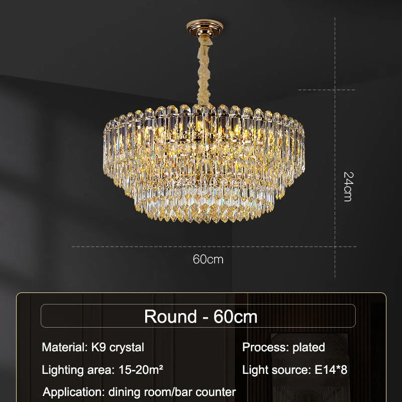 Lustre LED Moderne de Luxe en Cristal pour Salon et Salle à Manger