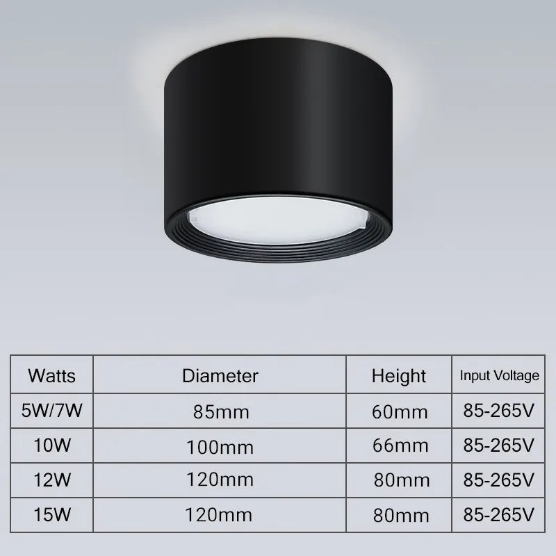 Mini LED Plafonnier Dimmable en Grain de Bois - Éclairage de Surface