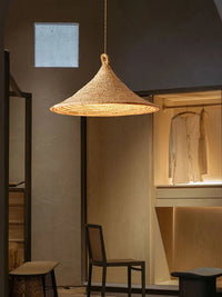 Lustre Japonais en Rotin Tressé