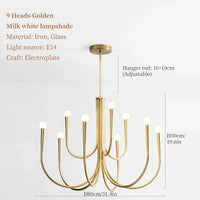 Lustre de Luxe à LED Style Français Doré