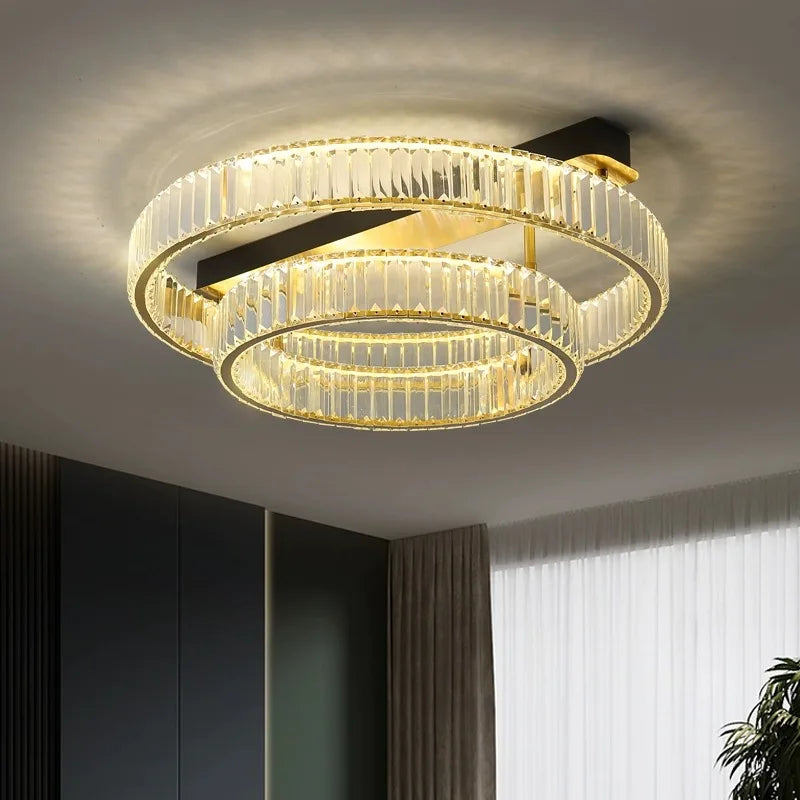 Plafonnier de Luxe en Cuivre et Cristal - Lampara de Techo 2024
