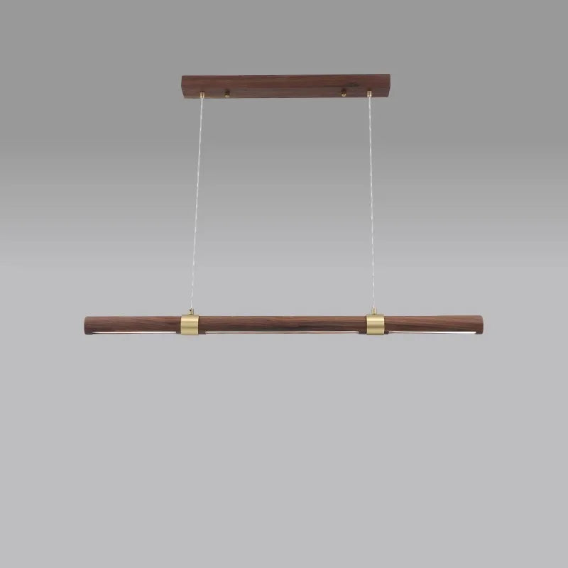 Lustre Long en Bois avec Éclairage LED Suspendu - Élégance Illuminée