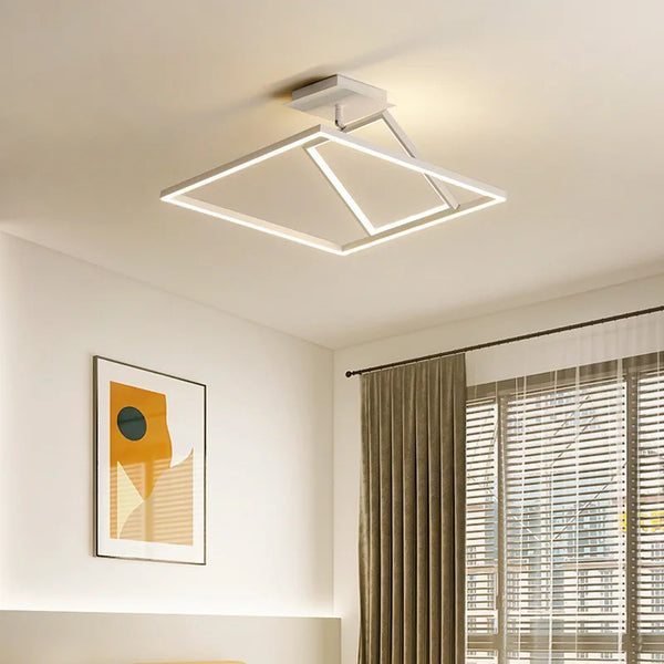 Lustre Carré Minimaliste Moderne avec Éclairage à intensité variable
