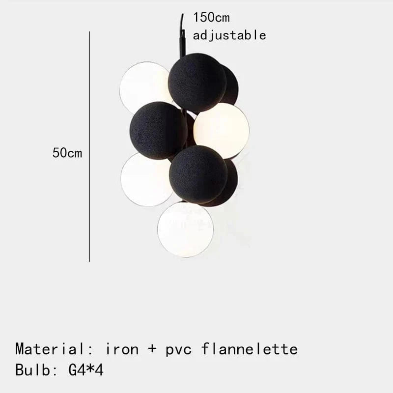 Lampe suspendue design avec cordon réglable en PVC et ampoule en verre