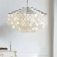 Lustre de coquille de luxe moderne pour luminaires suspendus de salon de Restaurant en or et chrome: éclairage romantique pour la maison