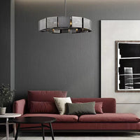 Lustre suspendu LED postmoderne en métal noir - Style industriel