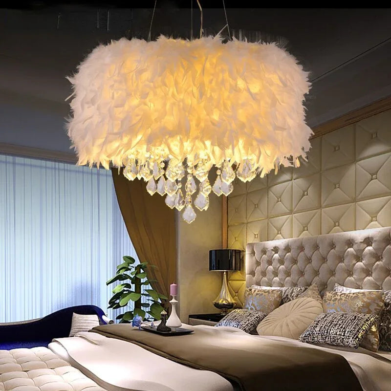 Lustre Plume LED Créatif et Romantique
