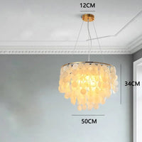 Lustre de coquille de luxe moderne pour luminaires suspendus de salon de Restaurant en or et chrome: éclairage romantique pour la maison