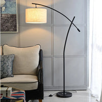 Lampadaire Luxe en Métal avec Abat-Jour en Tissu