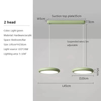Lustre LED Nordique Vert 1-3 Tête Disque Suspension - Luminaire Design pour Salon, Chambre, Cuisine - Décor Maison