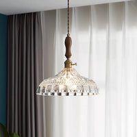 Suspension luminaire nordique en bois, verre et laiton - Style rustique moderne
