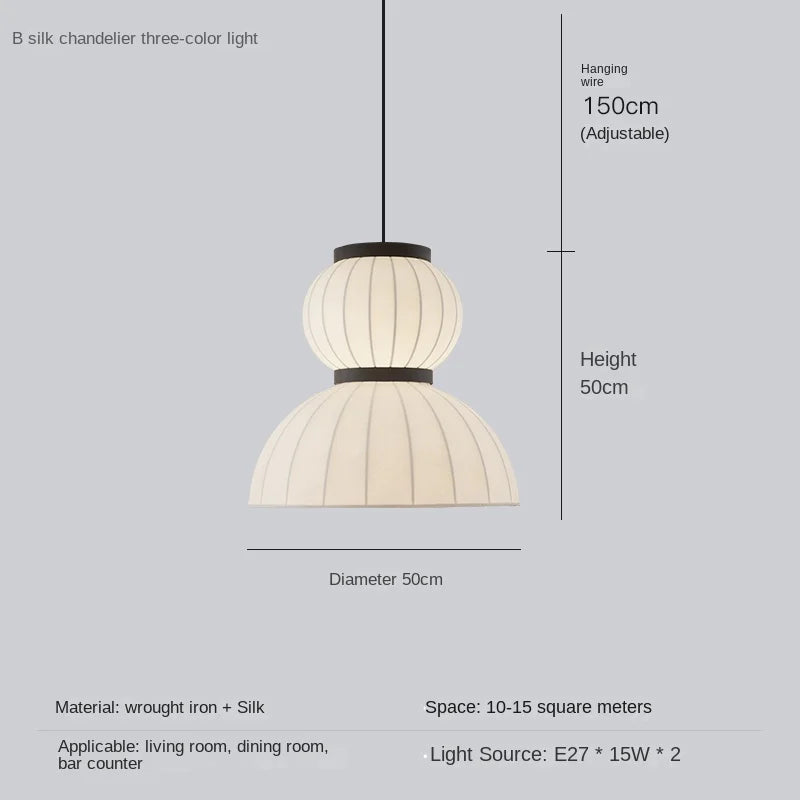 Lustre boule ovale en tissu japonais en soie design