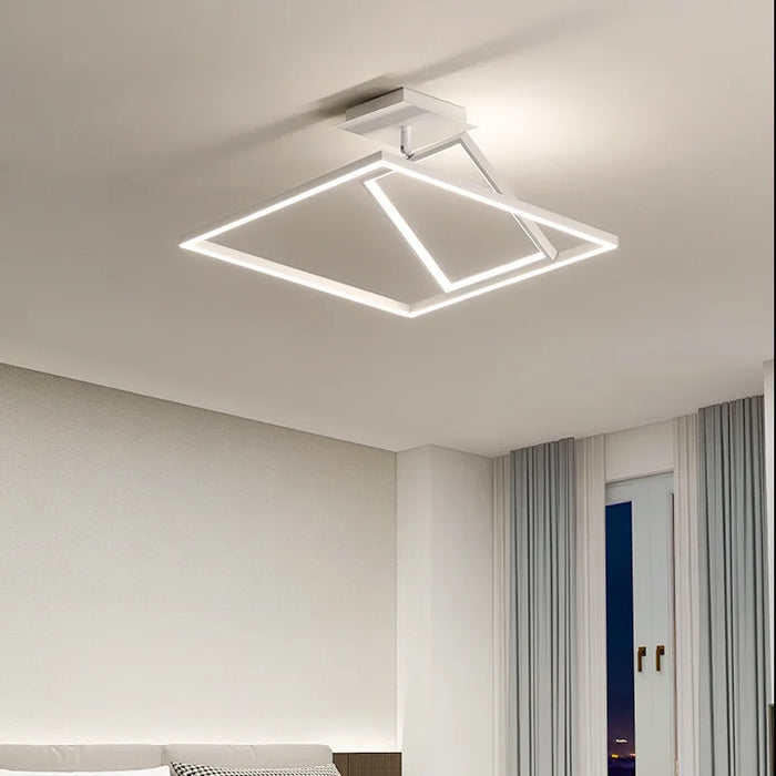 Lustre Carré Minimaliste Moderne avec Éclairage à intensité variable