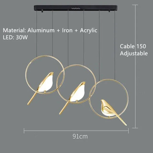 Lustre LED Oiseau-de-pie : Suspension Créative
