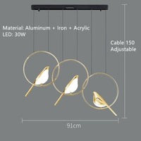 Lustre LED Oiseau-de-pie : Suspension Créative