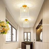 Plafonnier LED Luxe en Cristal K9 avec Structure en Acier Inoxydable