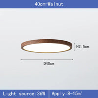 Plafonnier LED Circulaire Ultra-Mince Grain de Bois, 3 Tons de Lumière