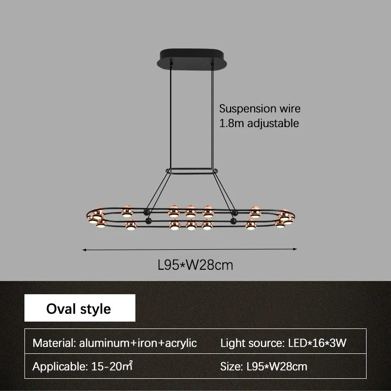 Lustre Nordique Moderne LED Circulaire De Luxe Haricot Duplex
