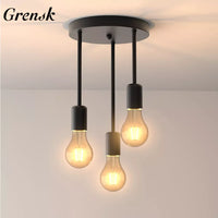 Grensk - Plafonnier Industriel Noir 3 Têtes Ampoules Luminaire Vintage Pour Cuisine Balcon Porche Salon