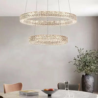 Lustre Moderne en Cristal à Deux Niveaux pour Décoration