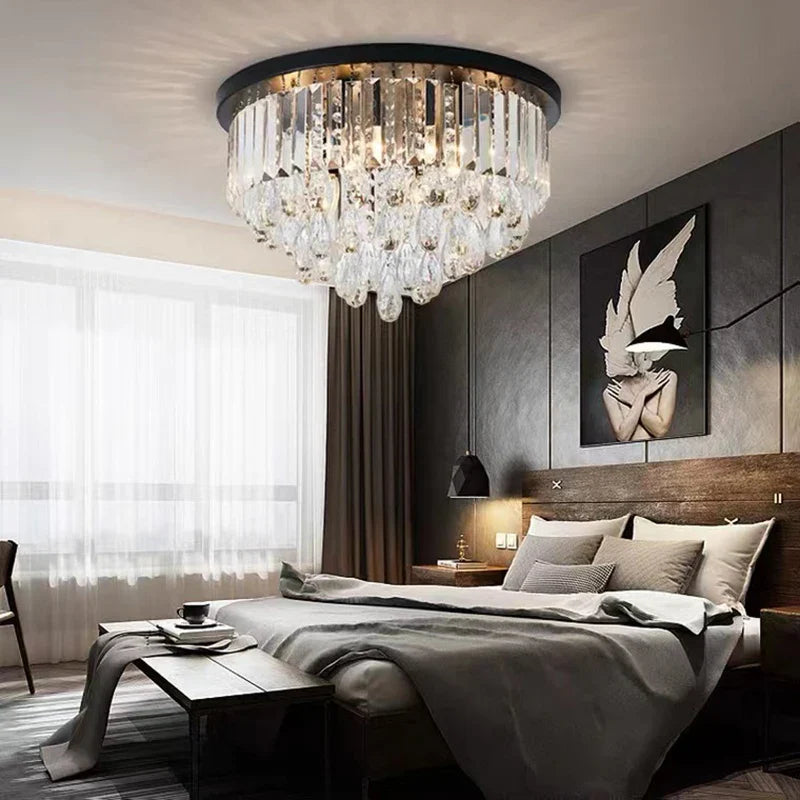 Lustre LED dimmable en cristal de style vintage de luxe