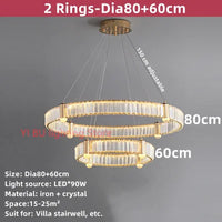 Lustre LED Nordique : Anneau Rond en Cristal Post-Moderne