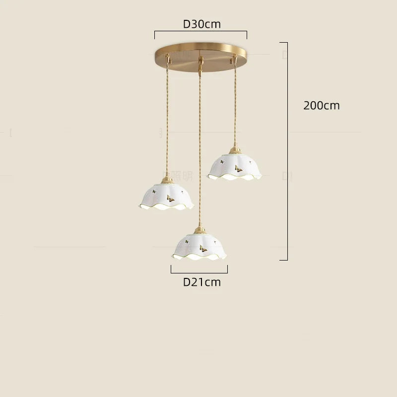Suspension céramique fleur LED nordique moderne