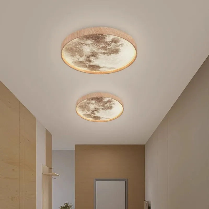 Plafonnier LED nordique Lunaire en bois