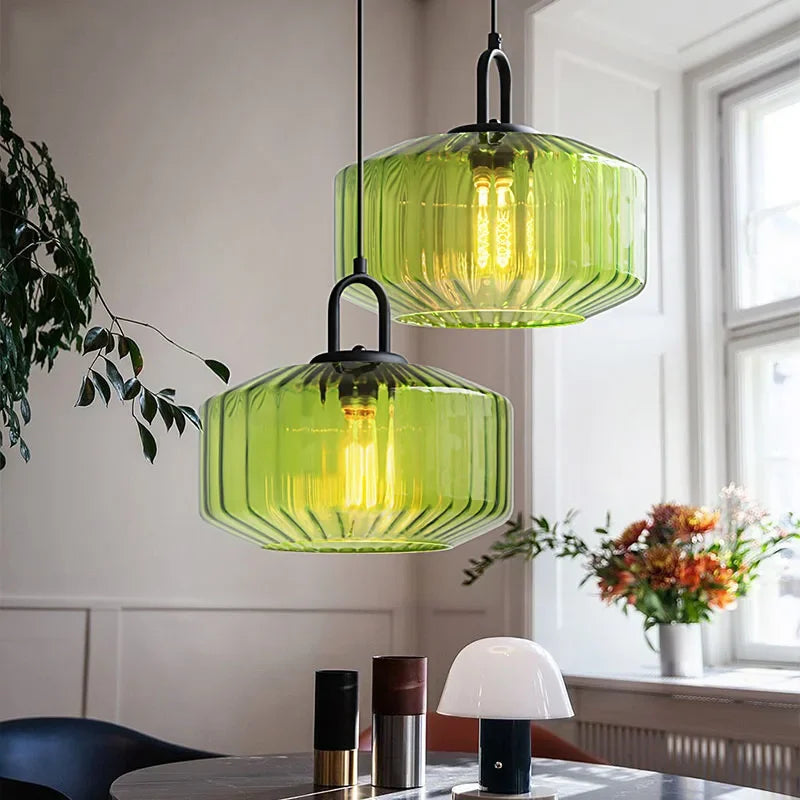 Suspension LED Nordique Rétro en Verre pour Intérieur Loft