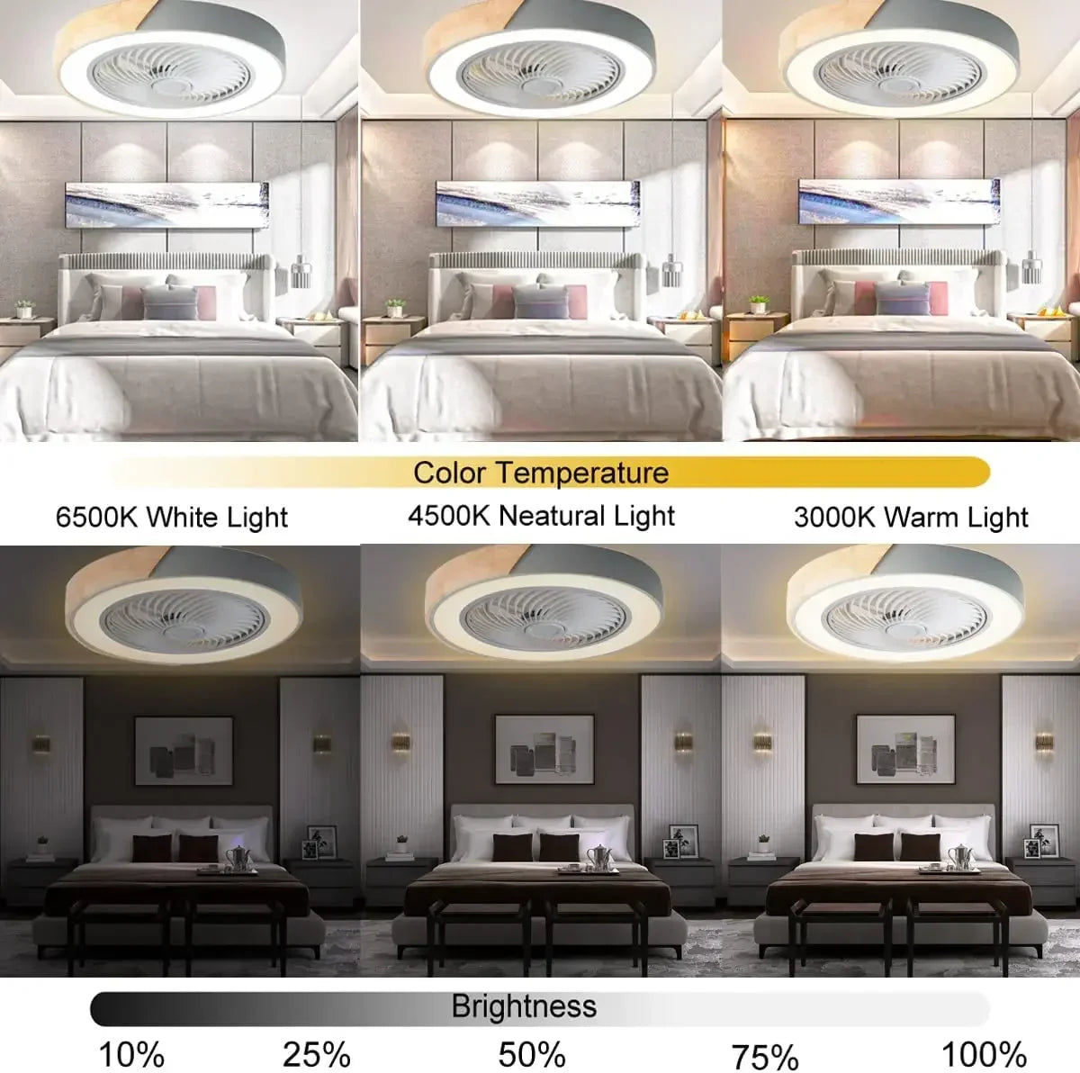 Plafonnier LED en bois design moderne avec ventilateur et télécommande
