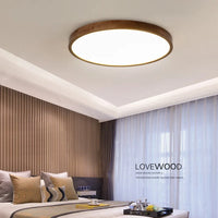 Lustre nordique en bois massif - Plafonnier Ultra-mince en noyer chinois