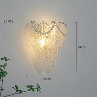 Applique Murale LED Design en Verre - Collection Perle Plume Feuille Coquille Soleil Fleur