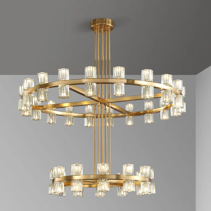 Lustre moderne en cuivre LED Crystaluxe pour hôtel et foyer