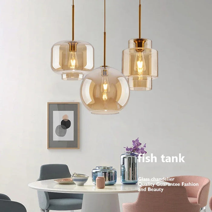 Suspension Design Nordique en Verre LED - Luminaire Décoratif d'Intérieur