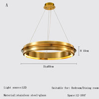 Lustre LED italien post-moderne avec anneau de suspension - Lampe de design asiatique