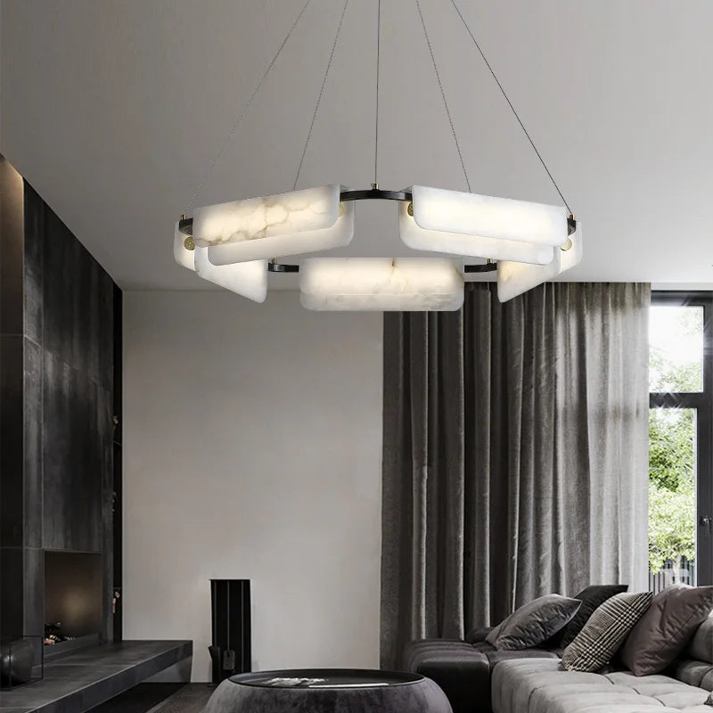 Lustre de luxe en marbre naturel