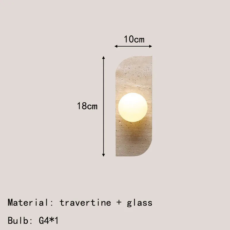 Applique murale en pierre naturelle et verre blanc pour escaliers et allée