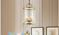 Lustre en cuivre de style vintage américain avec cage à oiseaux de Collection American Heritage