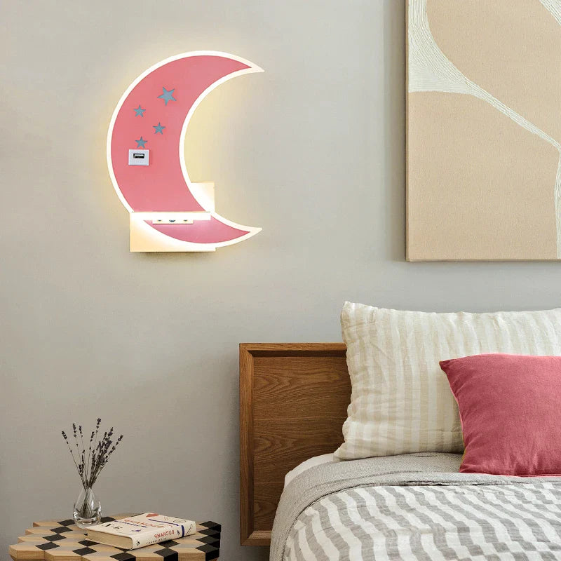 Applique murale LED Lune - Élégance moderne et minimaliste avec chargeur USB