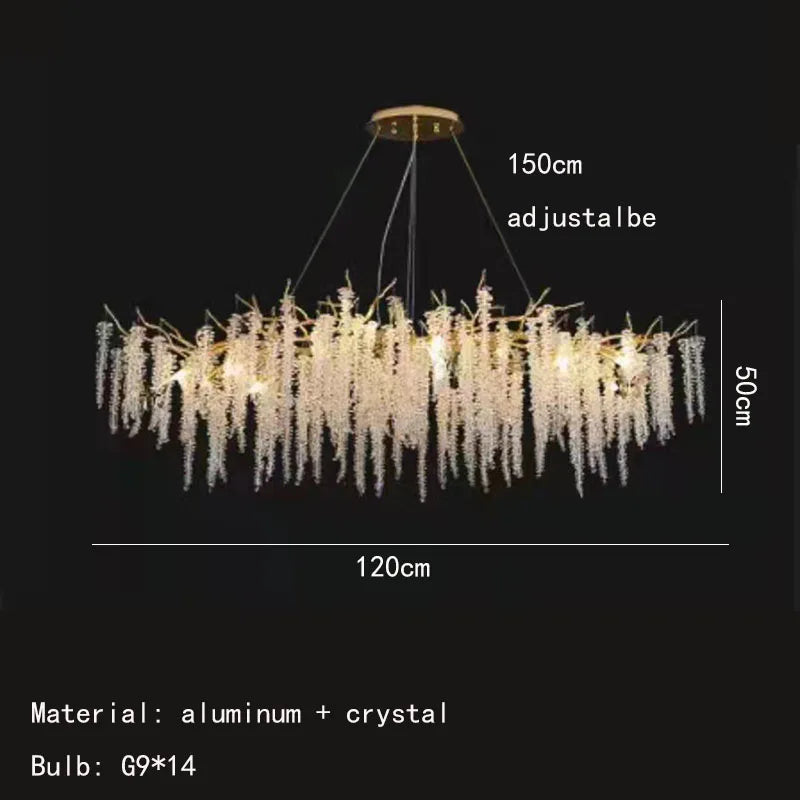 Applique murale LED en cristal et aluminium doré - Nouveauté Art Déco