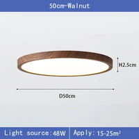 Plafonnier LED Circulaire Ultra-Mince Grain de Bois, 3 Tons de Lumière