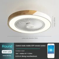 Plafonnier LED en bois design moderne avec ventilateur et télécommande