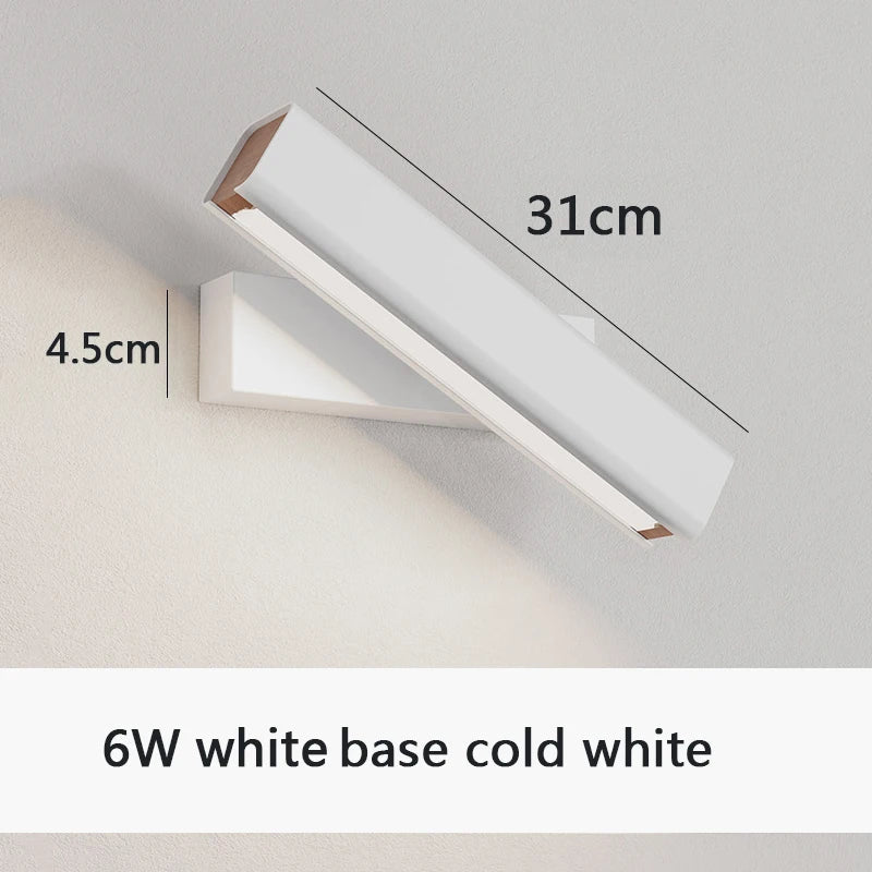 Applique murale rotative nordique en bois massif LED ajustable