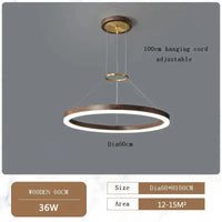 Lustre Moderne en Bois Massif avec Lumières LED de 2024