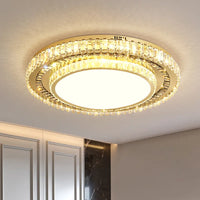 Lustre de Luxe Moderne en Verre de Cristal LED Rond - Collection Prestige